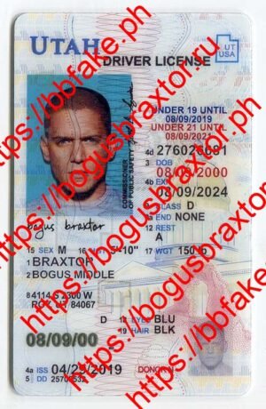 Bogus Braxtor Fake ID - Utah Vertical Fake ID