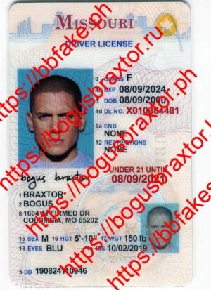 Bogus Braxtor Fake ID - Missouri Vertical Fake ID