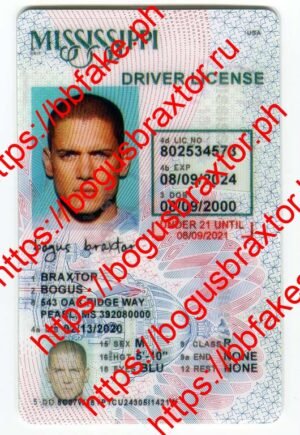 Bogus Braxtor Fake ID - Mississippi Vertical Fake ID